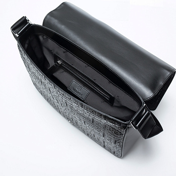Чёрные кожаные мужские сумки через плечо  - фото 119
