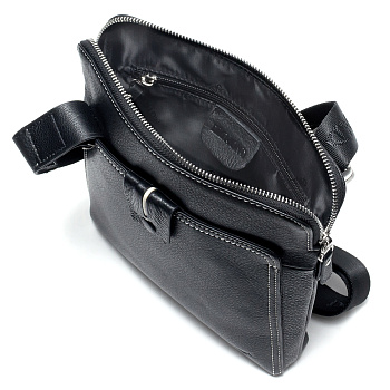 Чёрные кожаные мужские сумки через плечо  - фото 110