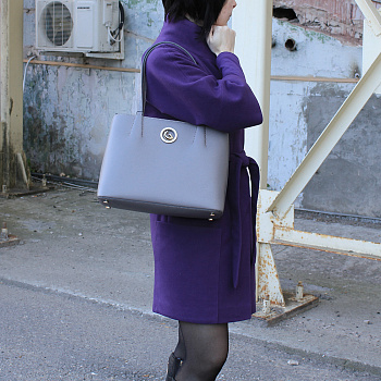 Серые кожаные женские сумки  - фото 93