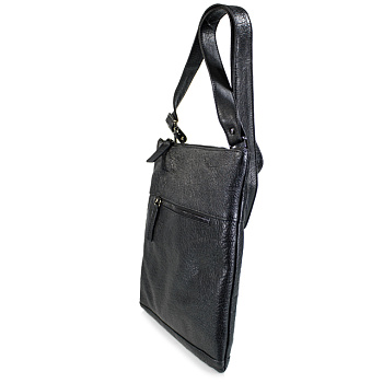 Чёрные кожаные мужские сумки через плечо  - фото 3
