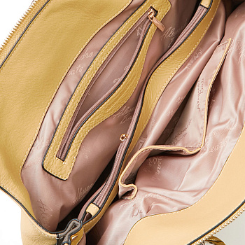 Кожаные женские сумки горчичного цвета  - фото 3