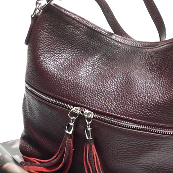 Бордовые кожаные женские сумки недорого  - фото 38