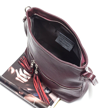 Бордовые кожаные женские сумки недорого  - фото 37