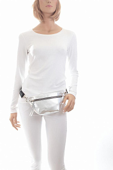 Женские сумки на пояс серебристого цвета  - фото 4